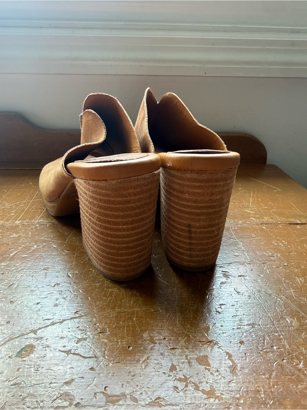 Kork-Ease Tan Leather Open-Toe Mule Heels - Picture 6 of 9
